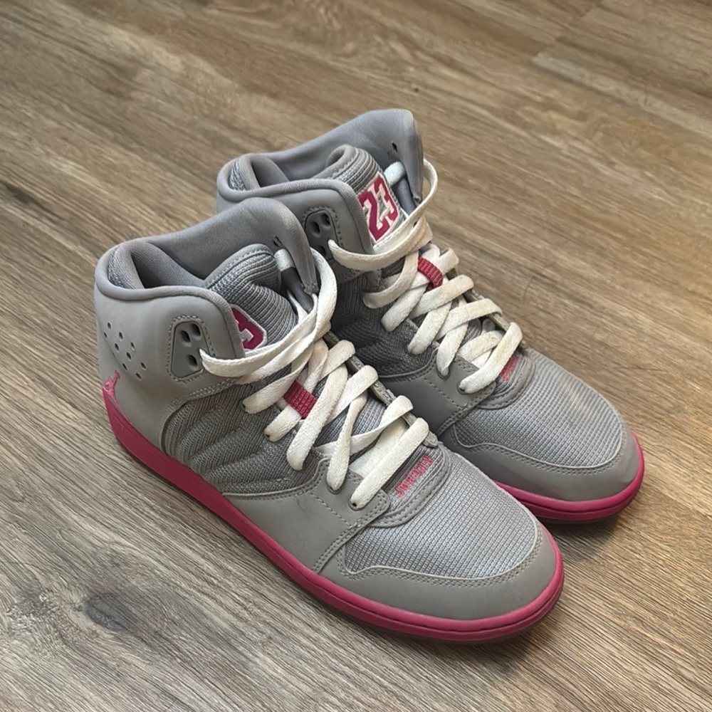 Women's Jordans Gray and Pink Sneakers